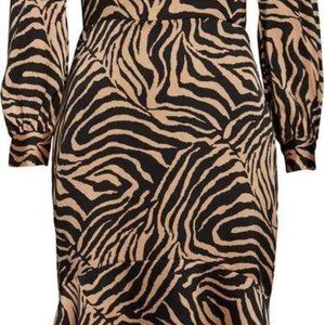 Chelsea28 Zebra Print Long Sleeve MIDI Dress